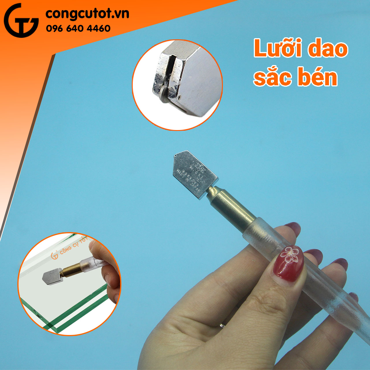Dao cắt kính vỉ đỏ kèm tra dầu