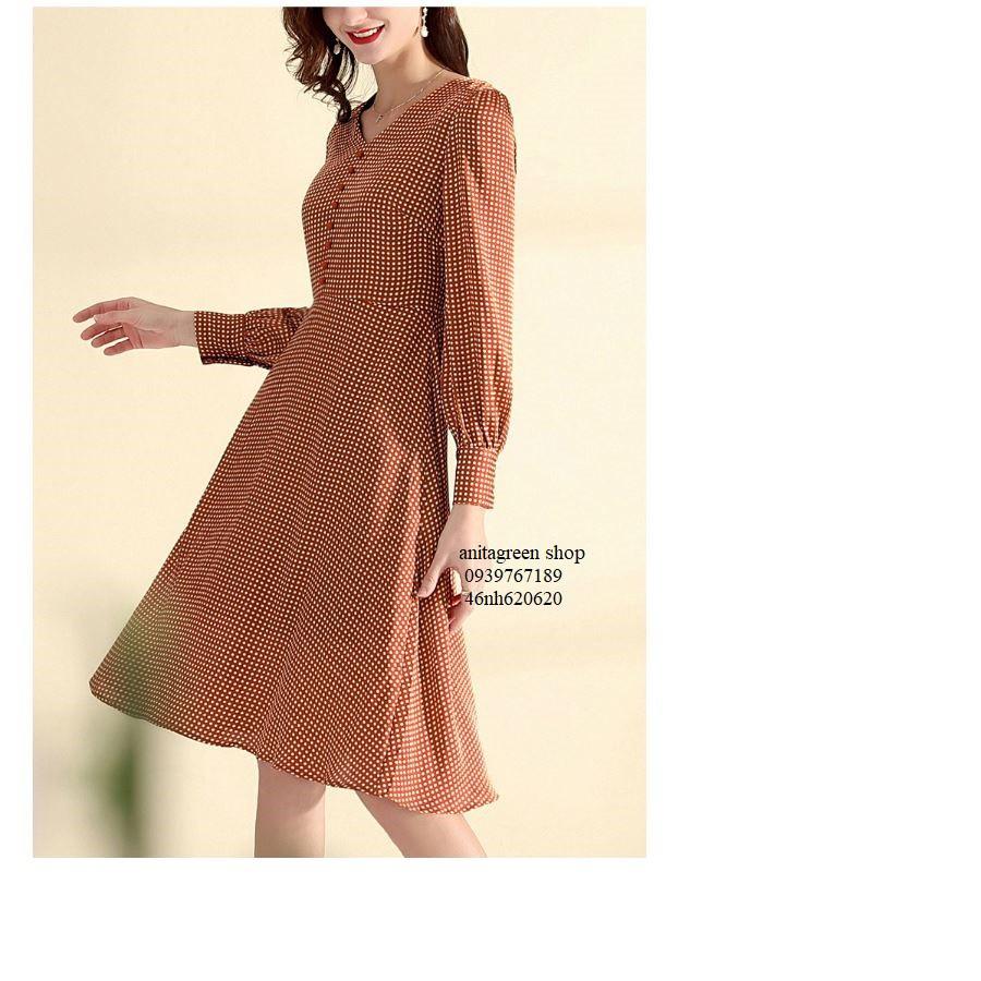 Nh620620-ĐẦM XÒE CHẤM BI TAY DÀI