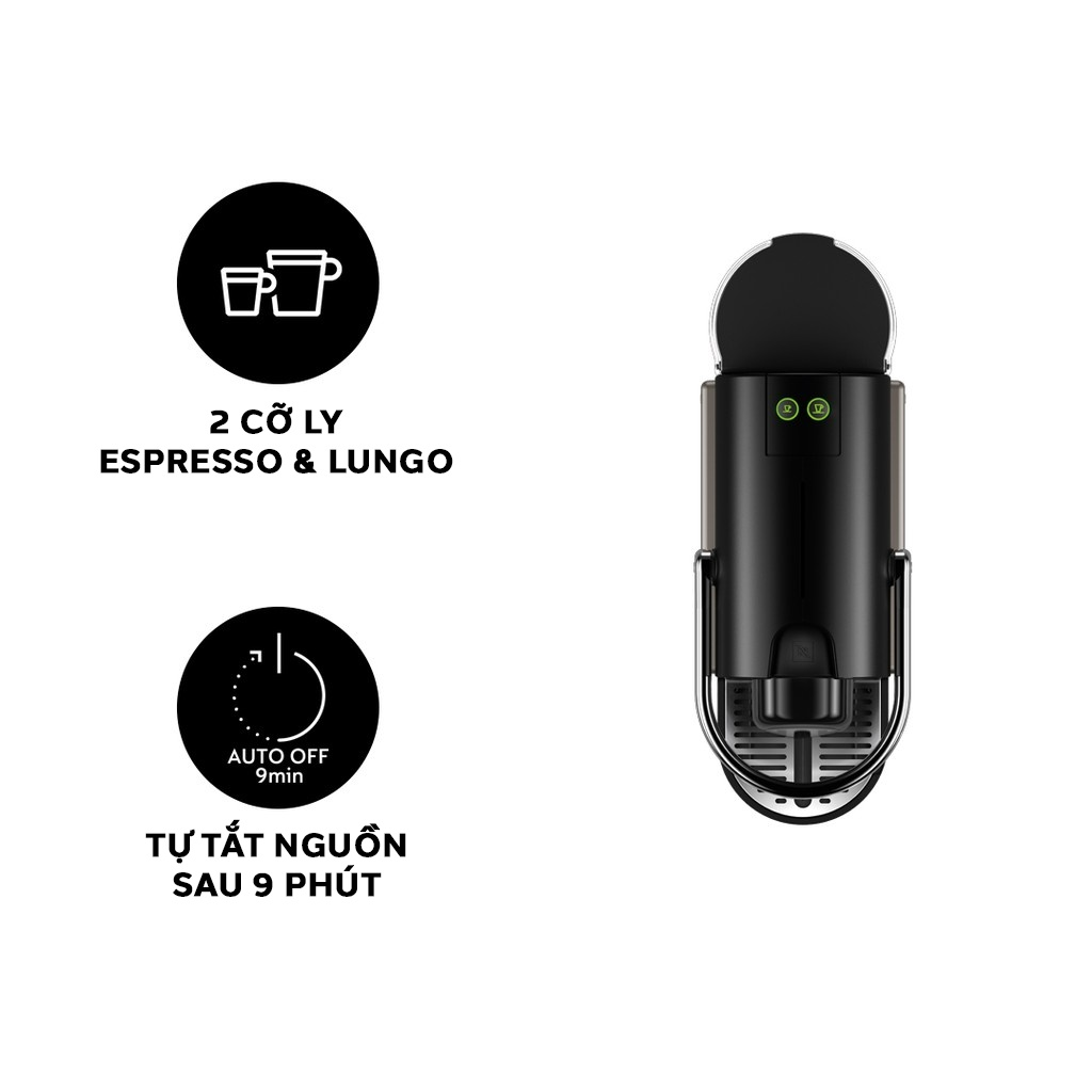 Bộ máy pha cà phê Nespresso Inissia Đen &amp; máy đánh sữa Aeroccino 3 - Hàng chính hãng