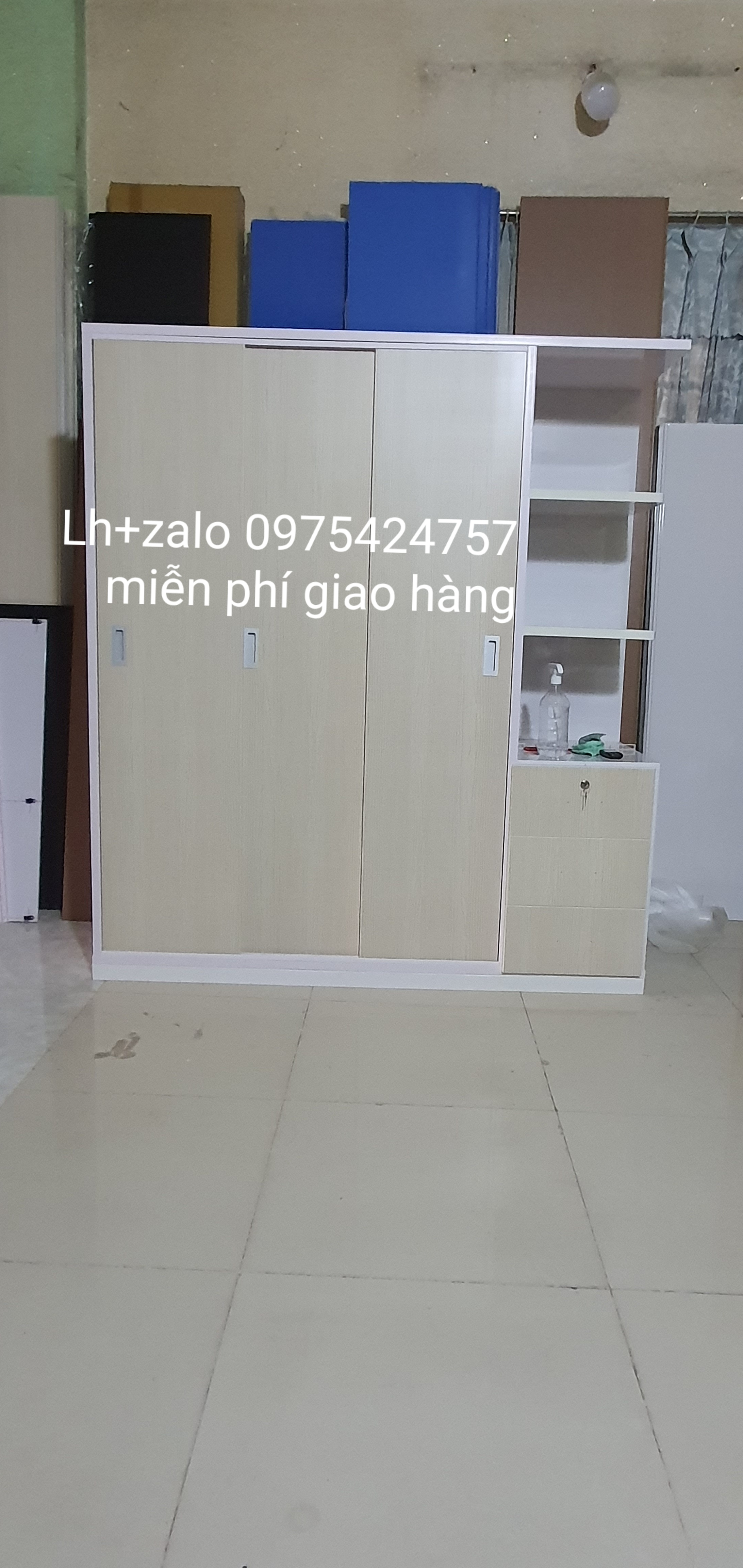 Tủ nhựa đài loan 3 cánh 1 kệ cửa lùa