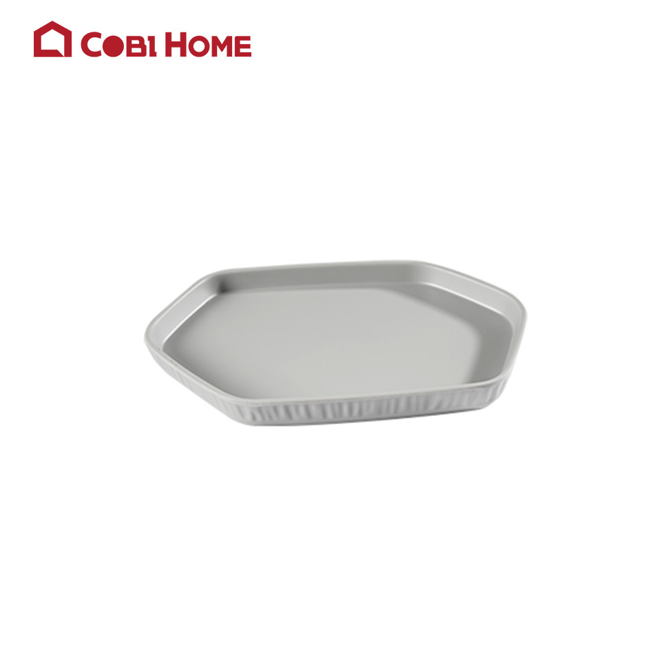 Dĩa xám lục giác 25.3cm bằng melamine cao cấp