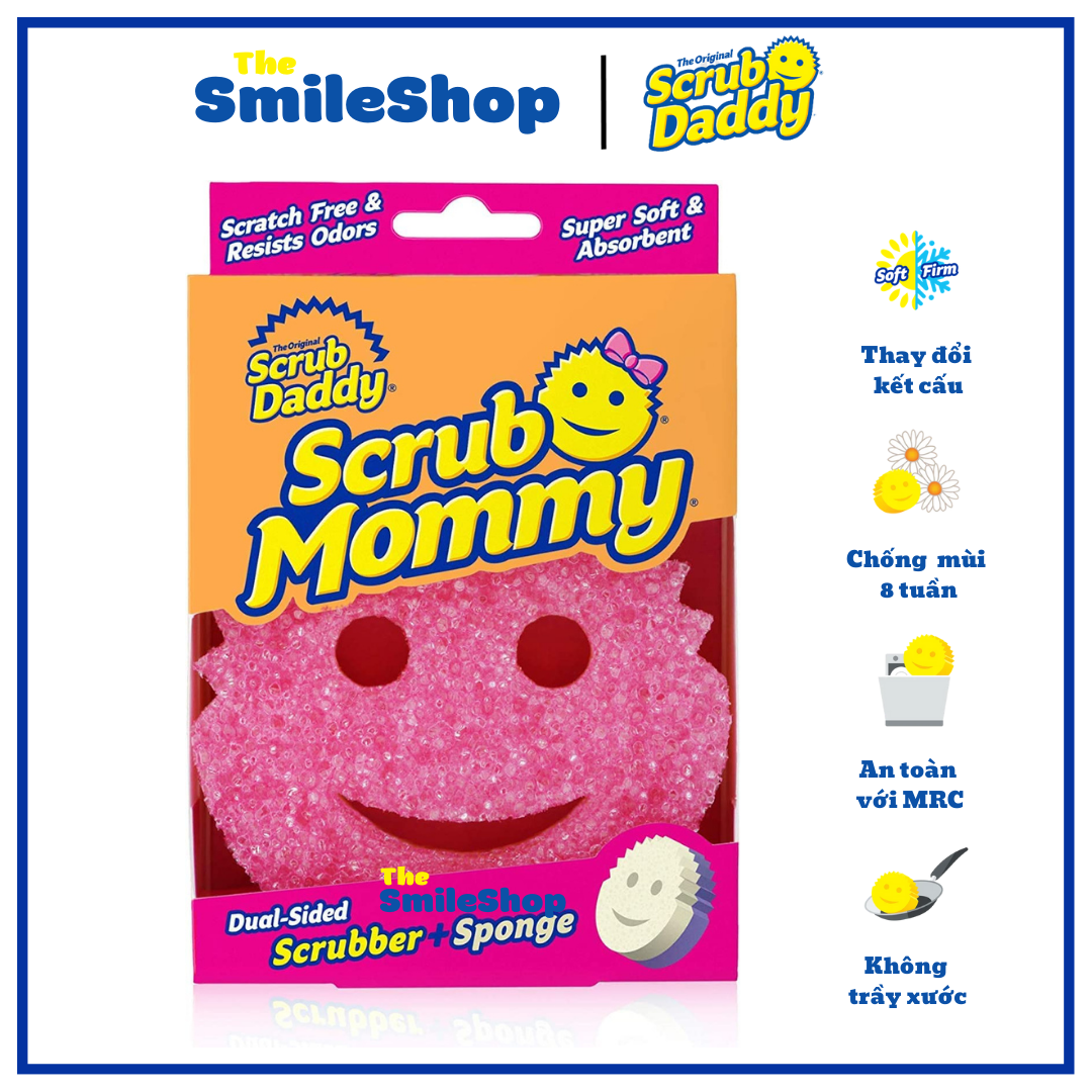 Miếng rửa chén Scrub Daddy SCRUB MOMMY màu hồng của Mỹ