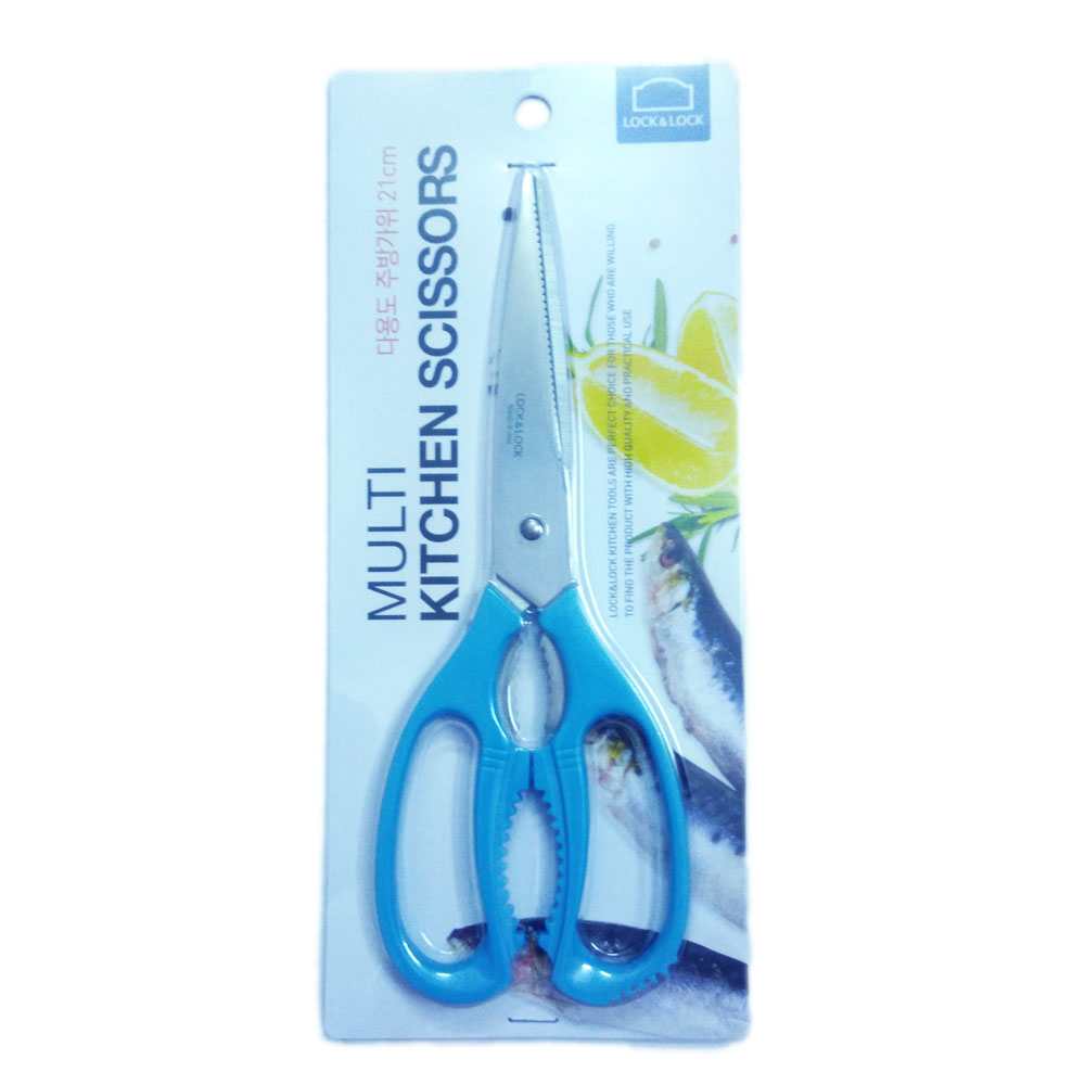 Kéo nhà bếp đa năng Lock&Lock Lock&lock Multi Kitchen Scissors F00097 màu xanh dương dài 21cm