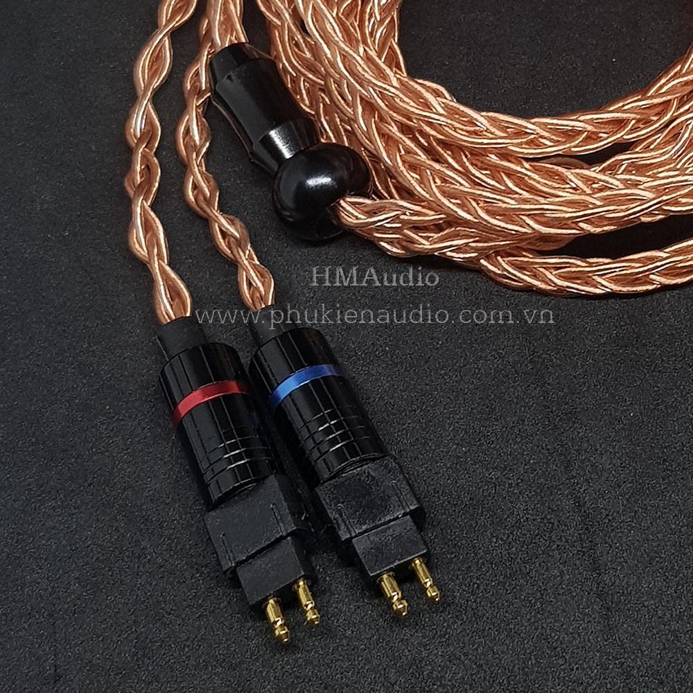 Dây tai nghe đồng OFC 1.0mm tết 8 - Connector Sens HD650 HD600 HD660s HD25 HD580