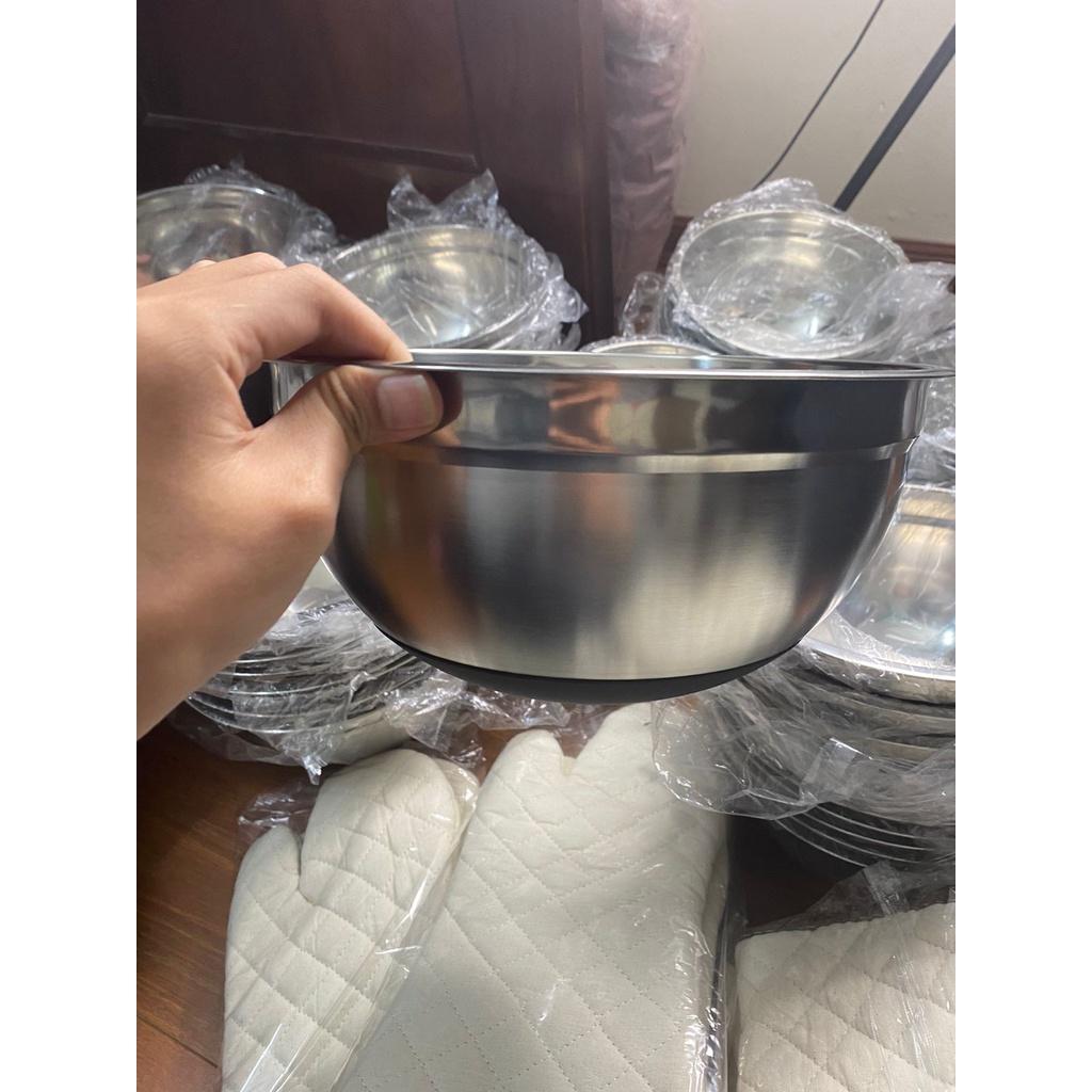 Tô (âu) trộn bột inox dày dặn đế silicon cao cấp size 20cm-22cm-24cm-26cm-28cm-30cm