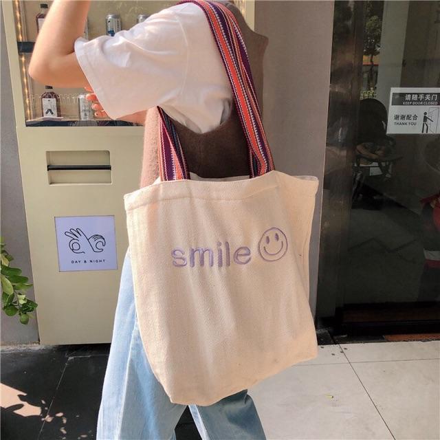 TÚI TOTE VẢI VINTAGE QUAI THỔ CẨM SIÊU XINH SMILE