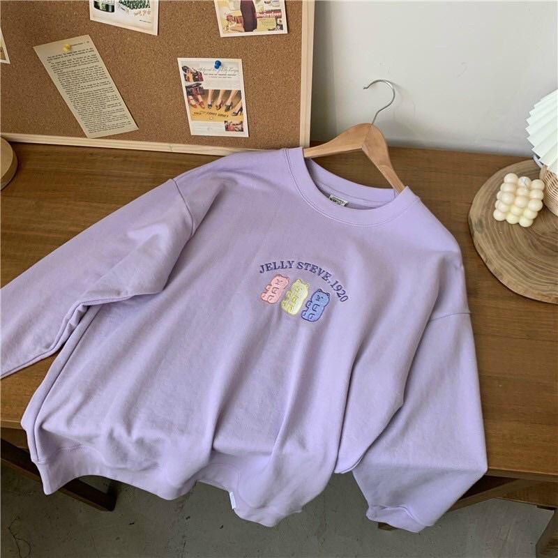 Áo sweater nỉ ngoại thêu gấu ulzzang nam nữ