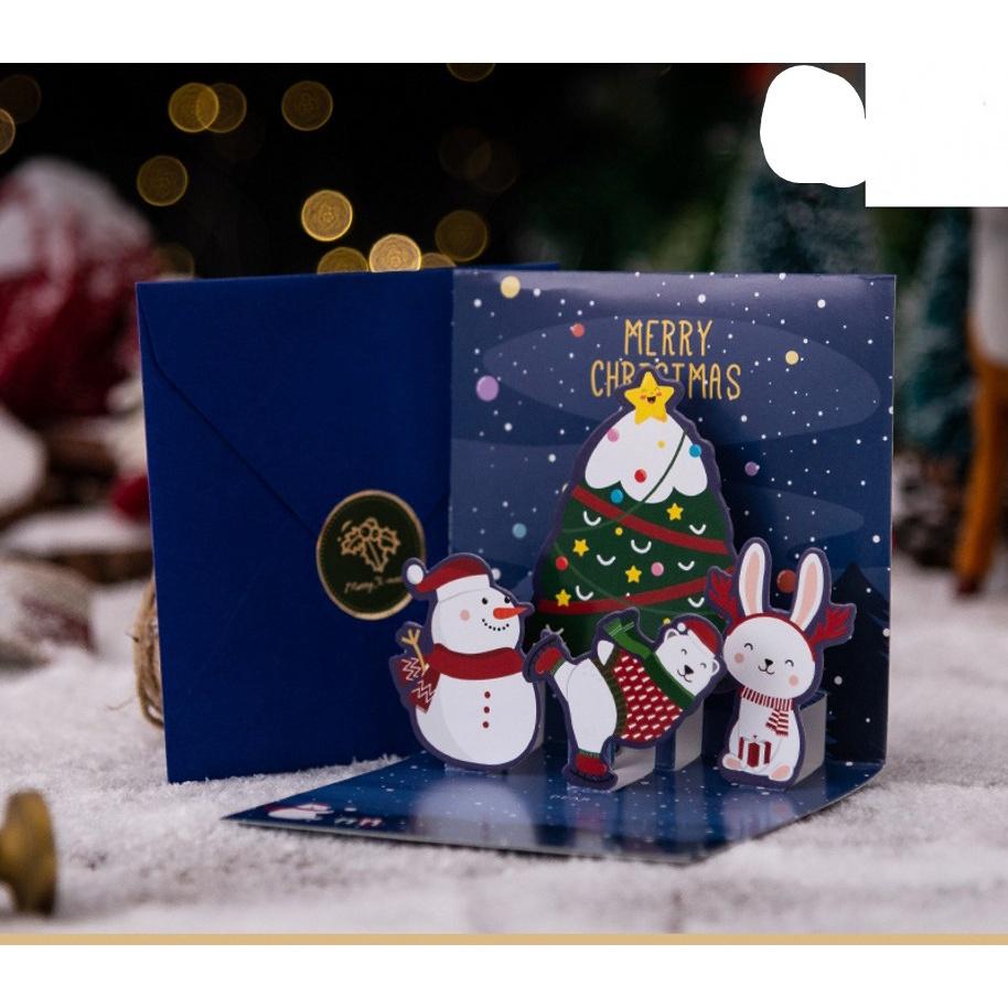 Thiệp giáng sinh 3D hình ông già Noel