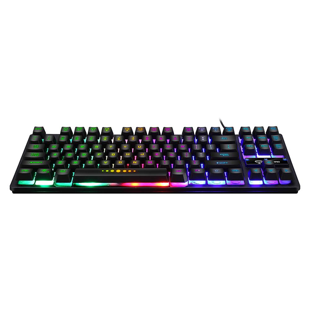 GK-10 USB Wired Keyboard Gaming Keyboard 87 Keys Colorful Backlight Keyboard Ergonomic Gaming Keyboard Black