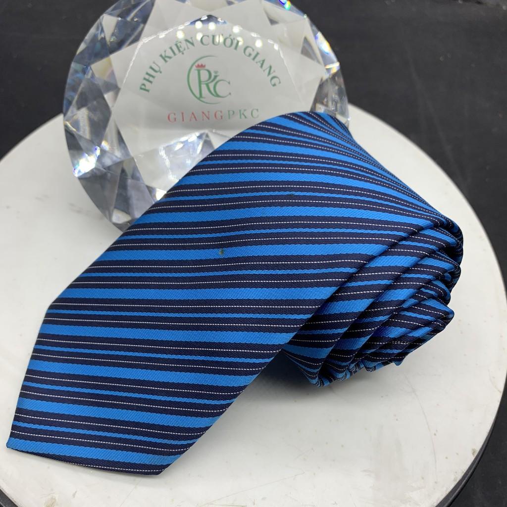 Phụ kiện nam cà vạt nam bản 8cm Giangpkc tháng 5-2021- cavat xanh  sọc đen
