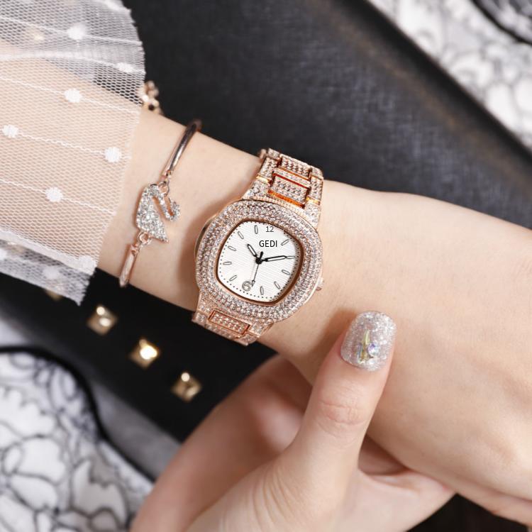 Ưu đãi nhất AliExpress lò xo rung cùng phong cách đồng hồ nữ kim cương đầy đủ đồng hồ thạch anh đồng hồ thời trang sành điệu