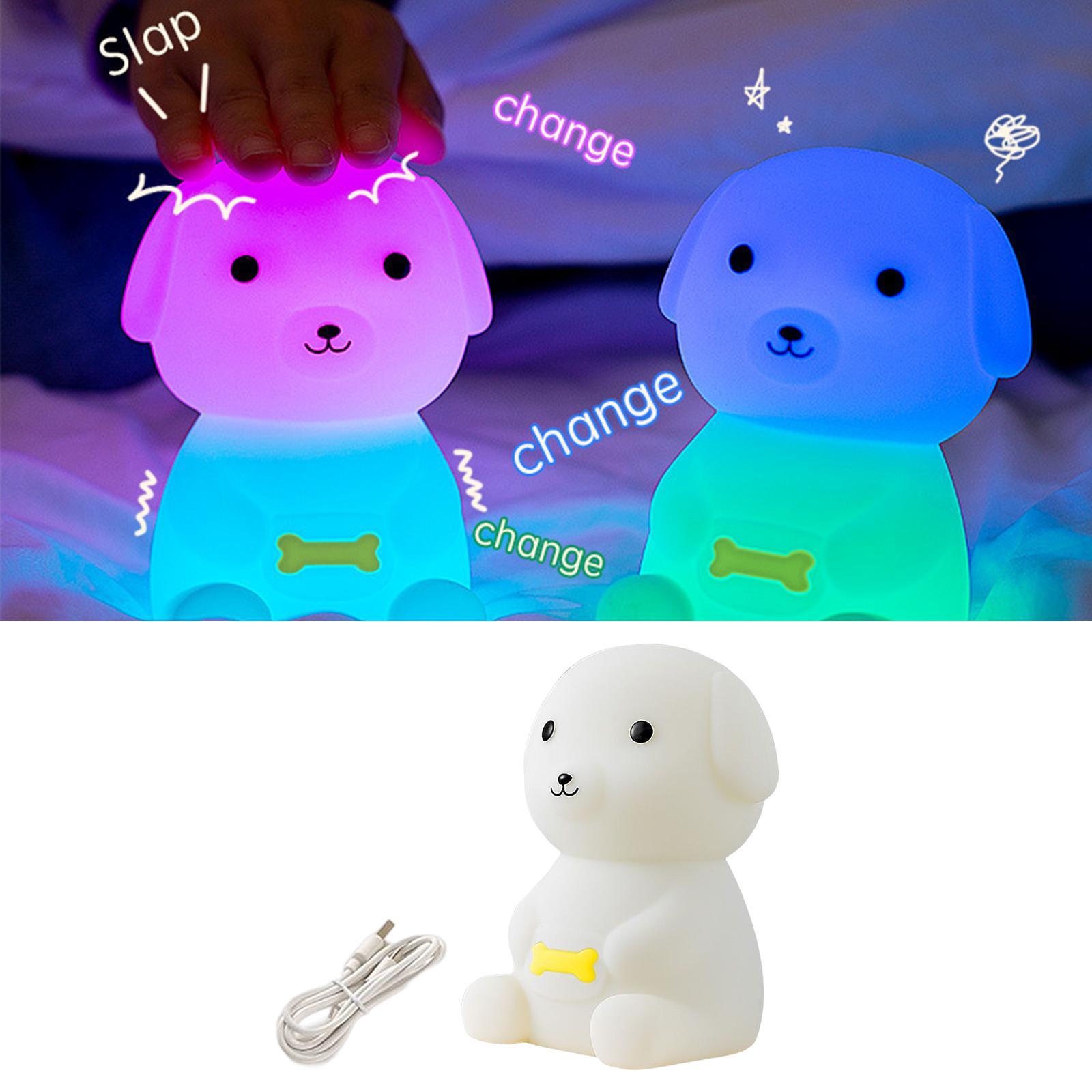 Cartoon Silicone Puppy Night Light Bedside USB Rechargeable for Kids Bedroom