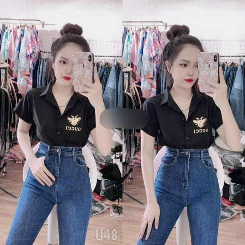 Sơ mi tay ngắn in hoạ tiết con ông gu chì️