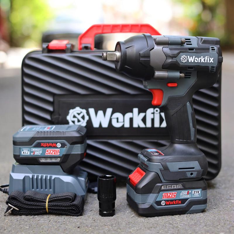 Máy Siết Bulong Workfix 650N.m 2 Pin 21V/4Ah PLUS - IW650NBL - Lực Siết 650N mở ốc lớn  - 4 Cấp Tốc Độ - Motor Brushless - Chân Pin Phổ Thông PLUS - Bảo Hành Chính Hãg 6 Tháng