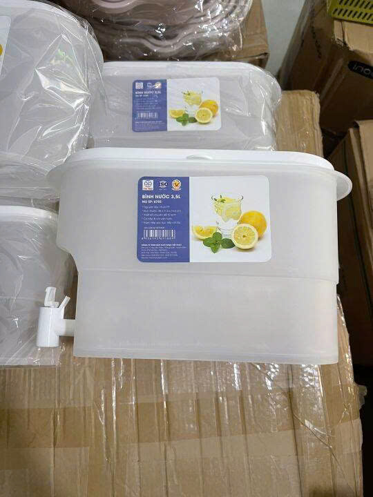 Bình Nước 3.5L Việt Nhật Có Vòi Để Tủ Lạnh ,Đựng Nước Trái Cây Tiện Lợi Đa Năng ( Tặng kèm sticker)