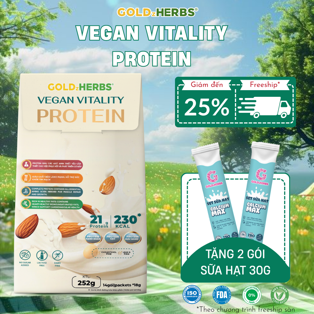 Bột Protein Vegan ViTality GoldzHerbs – 14 gói/ 500g