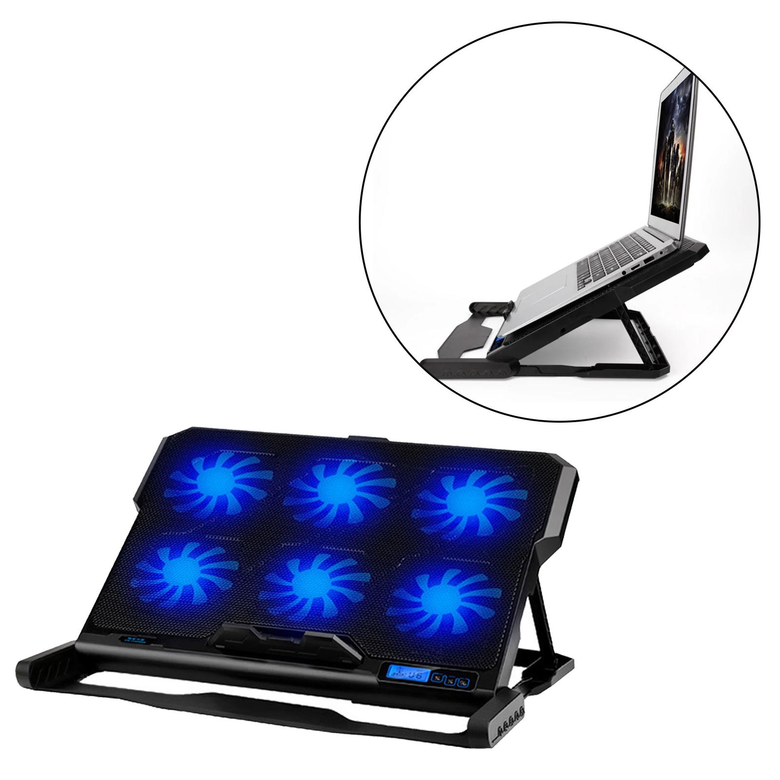Laptop Cooling Pad, Laptop Cooler Pad 6 Quiet Led Fans Dual USB Powered Gaming Laptop Cooling Stand for Laptop Computer, Wind Speed Adjustable