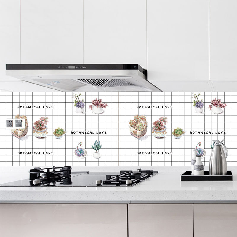 Combo 3 mét giấy dán bếp, decal dán bếp tráng nhôm SEN ĐÁ khổ 60cm có keo sẵn