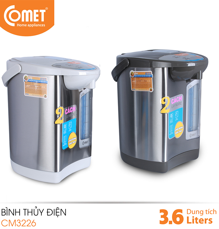 Bình thuỷ điện dung tích 3.6L - 730W Comet CM3226 - Hàng chính hãng