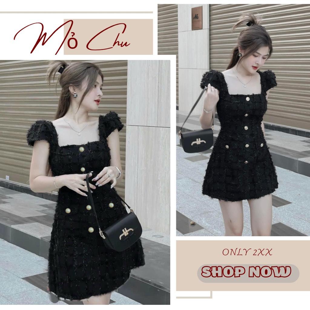 Đầm xoè cổ vuông ren 3d