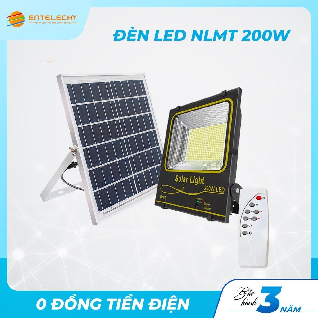 Đèn Led Năng lượng mặt trời 200W Entelechy có điều khiển, chiếu sáng trong nhà, ngoài trời, chống nước, BH 3 năm