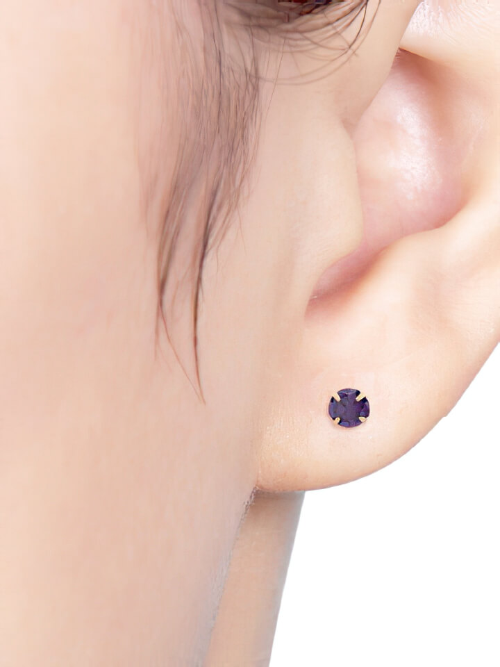 14K Gold Post Earrings Violet - MOON Jewelry