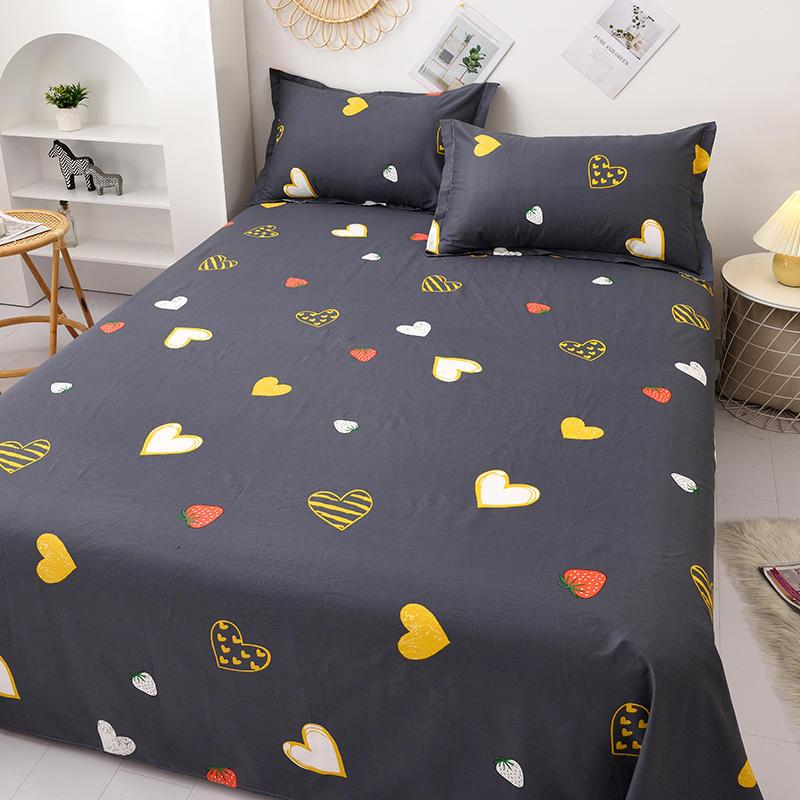 1Pc 100% Cotton Nguyên Chất Tấm Phẳng Nữ Hoàng Kích Thước Ga Gối Dùng Cho Giường Đôi Phong Cách Hoạt Hình Chăn Ga Gối Đầu Tờ (áo Gối Cần Đặt Hàng)