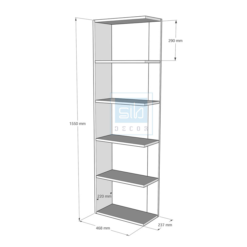 Kệ Sách Gỗ 5 Tầng Màu Trắng Xanh Rêu SIB Decor Có Pát Chống Đổ Ngã An Toàn, Kích Thước 155 x 46.8 x 23.7cm