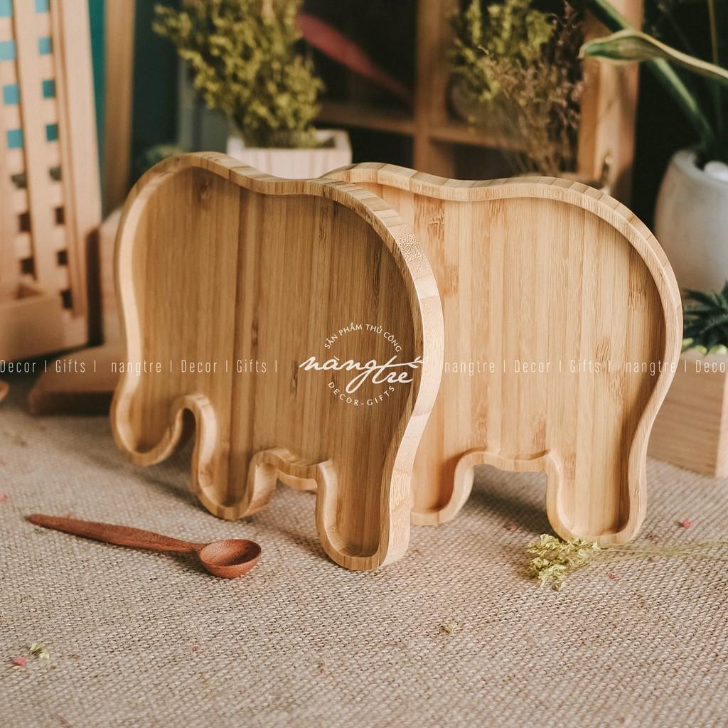 Khay gỗ tre hình con voi cho bé - Khay gỗ tre