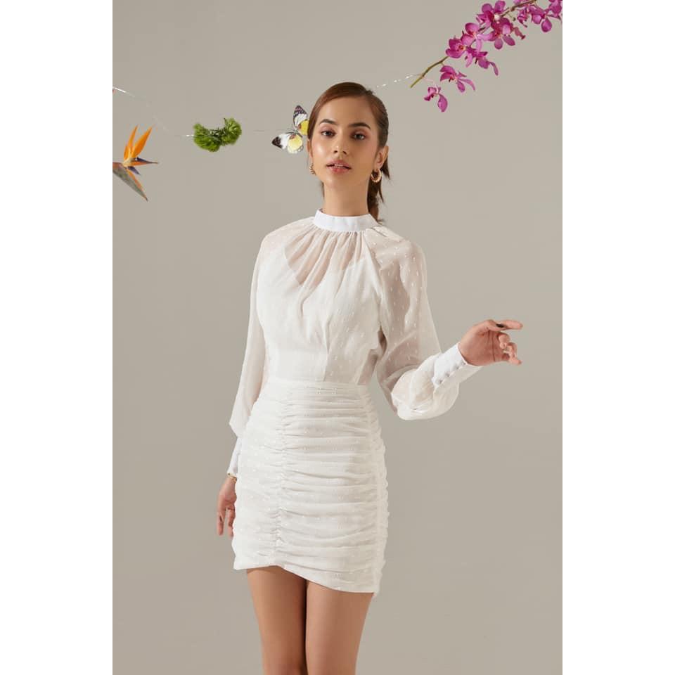 Nene Clothing - Đầm trắng tay dài