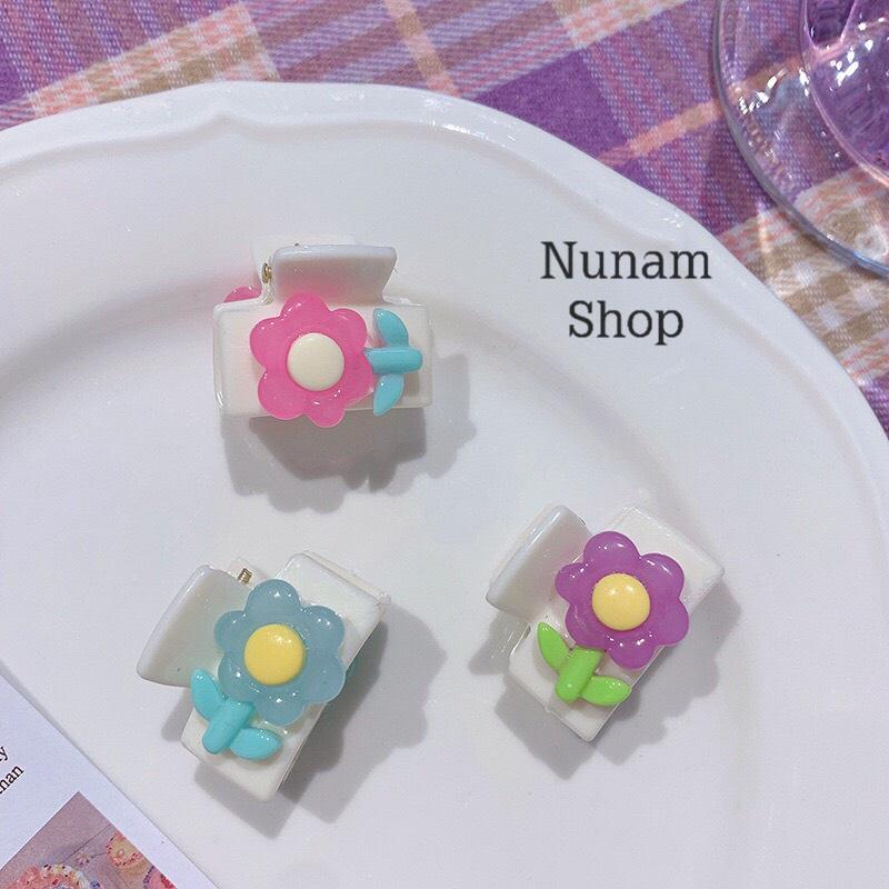 Kẹp tóc càng cua nhỏ bông hoa màu kẹo ngọt ngào cho mẹ và bé, kẹp tóc hàn quốc Nunam shop