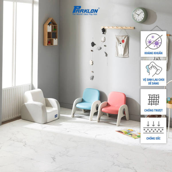 Thảm Em Bé Cao Cấp Parklon PVC Vân Đá Hoa Cương Trắng Chính Hãng Hàn Quốc cm Chống Bụi Kháng Khuẩn Khử Mùi Chống Ồn Chống Trượt Chống Sốc