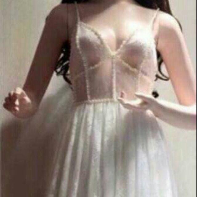đầm maxi 2 dây đính cườm