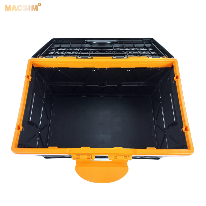 Hộp đựng đồ 48l màu đen pha cam xếp gọn kích thước 50cm x 32cm x 31cm - hộp đựng đồ trong cốp ô tô nhãn hiệu Macsim chất liệu PP cao cấp