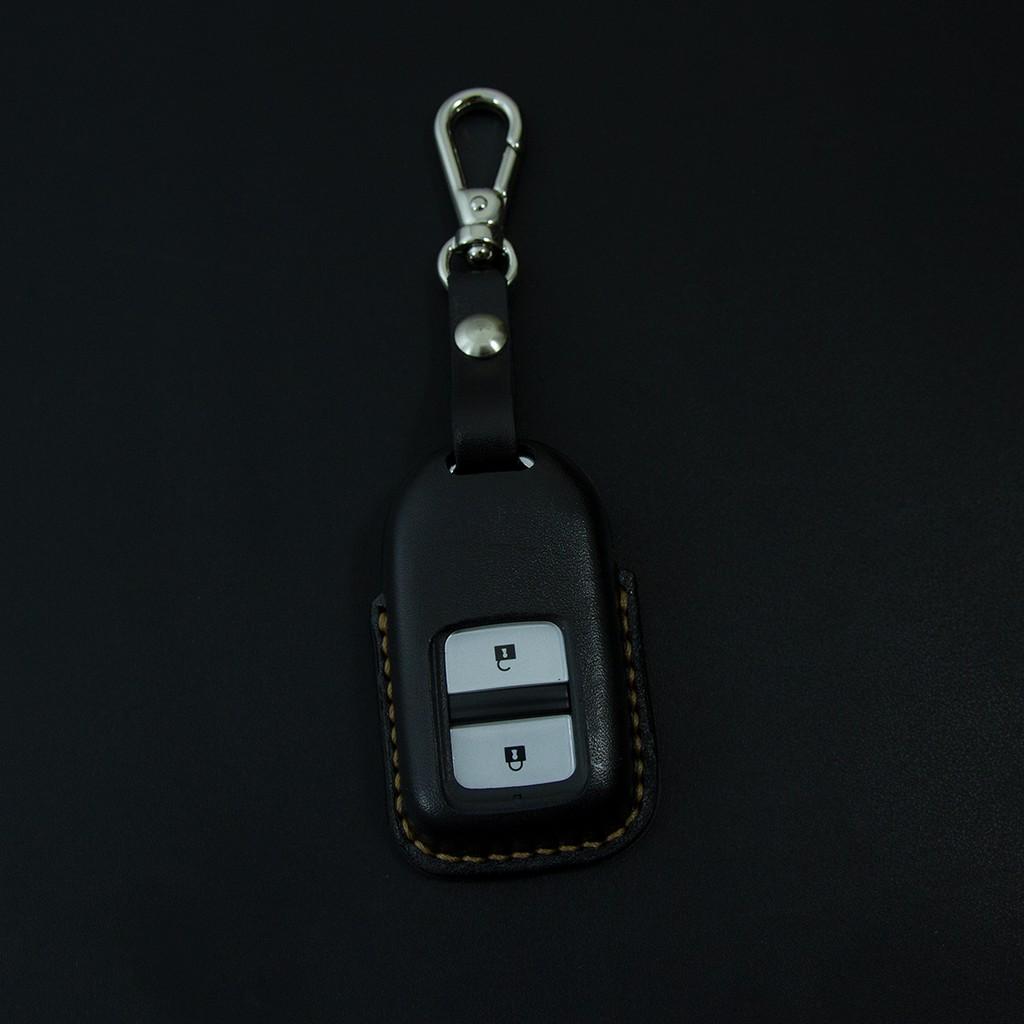 BAO DA CHÌA KHÓA MÀU ĐEN CHO SMARTKEY XE CRV - Bao chìa khóa handmade thủ công