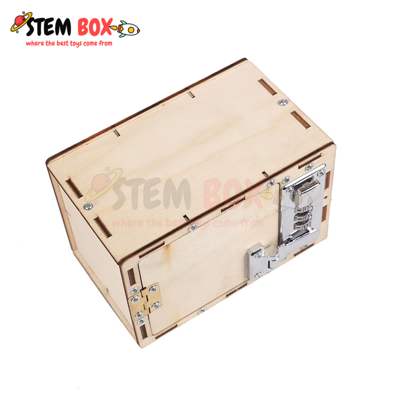 Đồ chơi trí tuệ bộ lắp ghép két sắt mini bằng gỗ - Trò chơi DIY STEM BOX