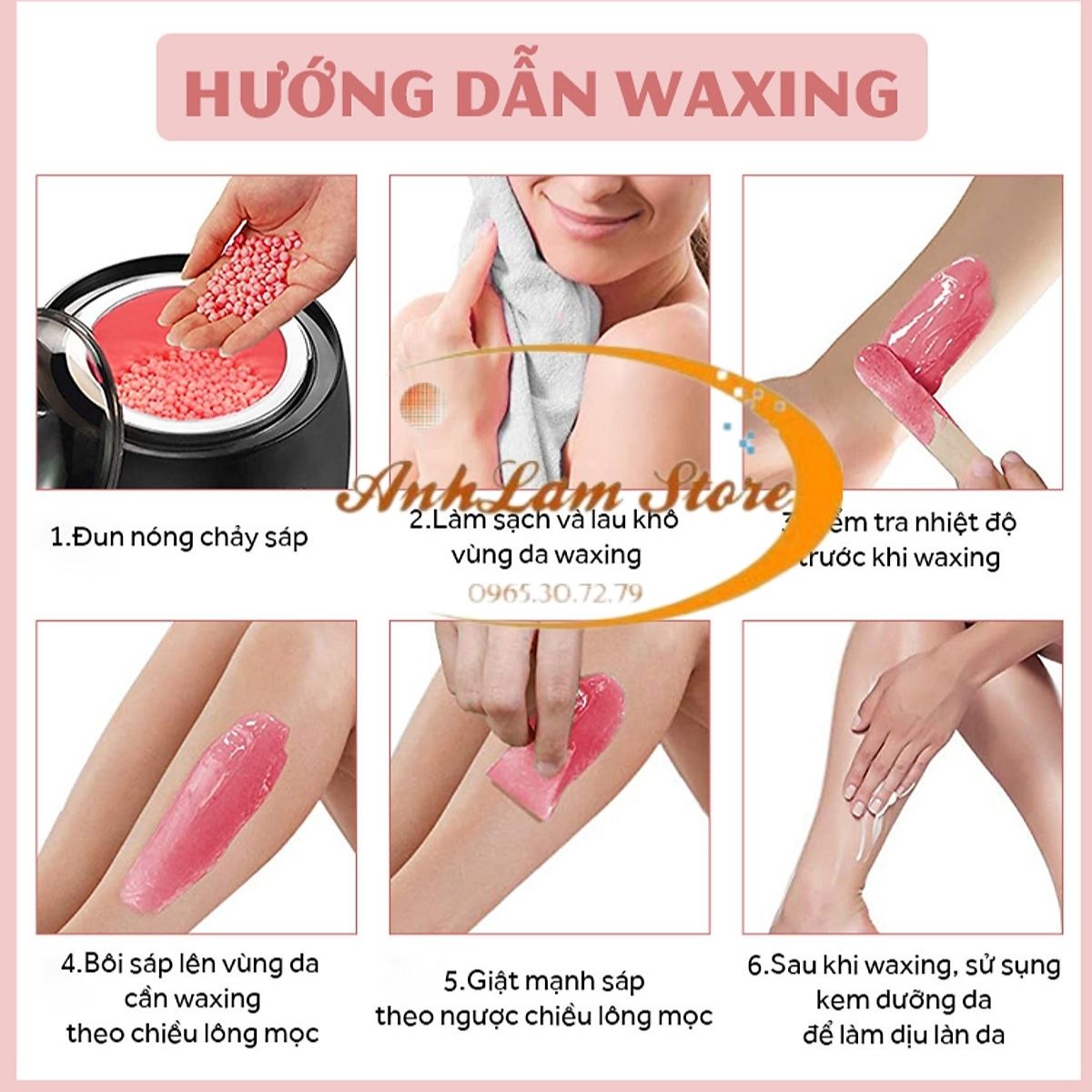 [300g] SÁP WAX TẨY LÔNG NÓNG CAO CẤP ANHLAM Giúp Da Láng Mịn, An Toàn, Lành Tính, Không Đau - Phù hợp mọi loại da, Hiệu quả wax tẩy lông nách, wax tẩy lông vùng kín, bikini, wax lông tại nhà, tẩy da chết - Tặng que gỗ chà sáp