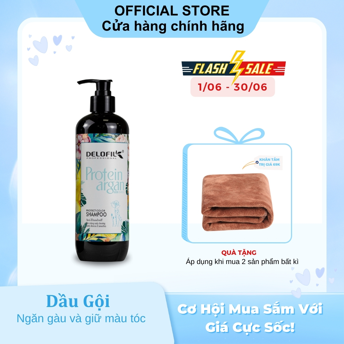 Dầu gội phục hồi tóc xơ hư giữ màu tóc Delofil 500ml