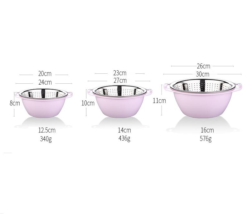 Bộ Thau Rổ ( Rổ Inox 304 , Thau Nhựa  ) - 24x8cm ( ĐK : 20cm ) 340g