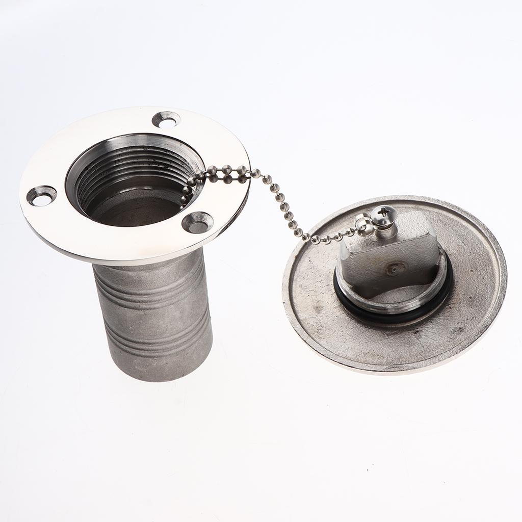 Practical Boat Deck Fill / Filler Keyless Cap 1-1/2 Inch  316 Stainless Steel