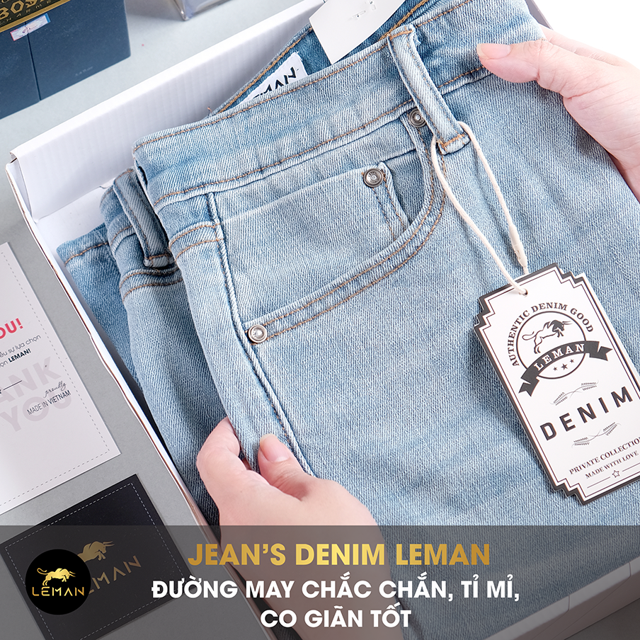 Quần Jean nam Leman xanh trơn JD05 - Slim Form