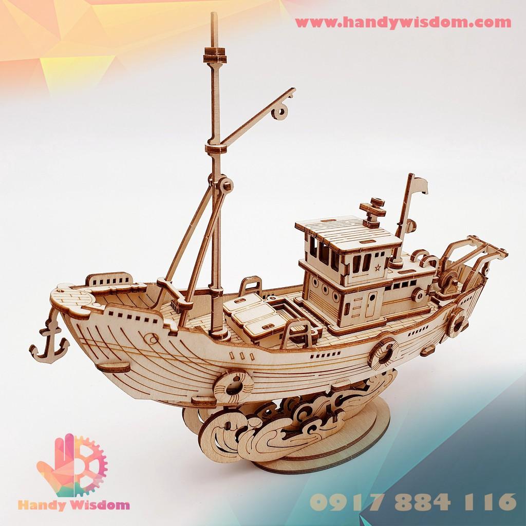 Mô hình lắp ghép gỗ Rolife - Tàu đánh cá - Robotime Fishing Ship TG308