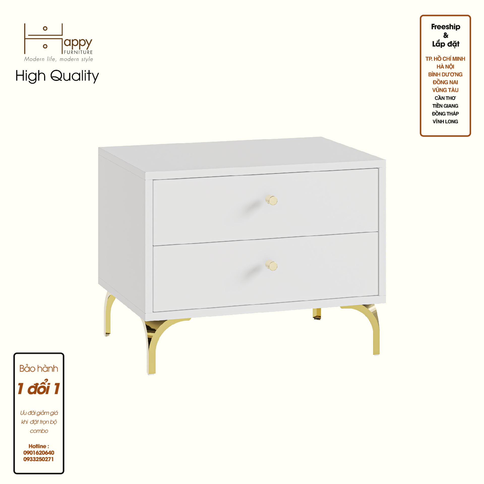 HAPPY FURNITURE , Táp đầu giường 2 ngăn kéo - HAPPI, THK_267 , 56cm x 40cm x 44cm DxRxC