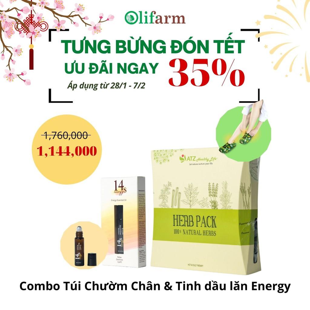 Combo túi chườm chân + tinh dầu lăn Energy - Điều hoà khí huyết, ngủ ngon, giảm nhức mỏi chân, giải tỏa căng thẳng