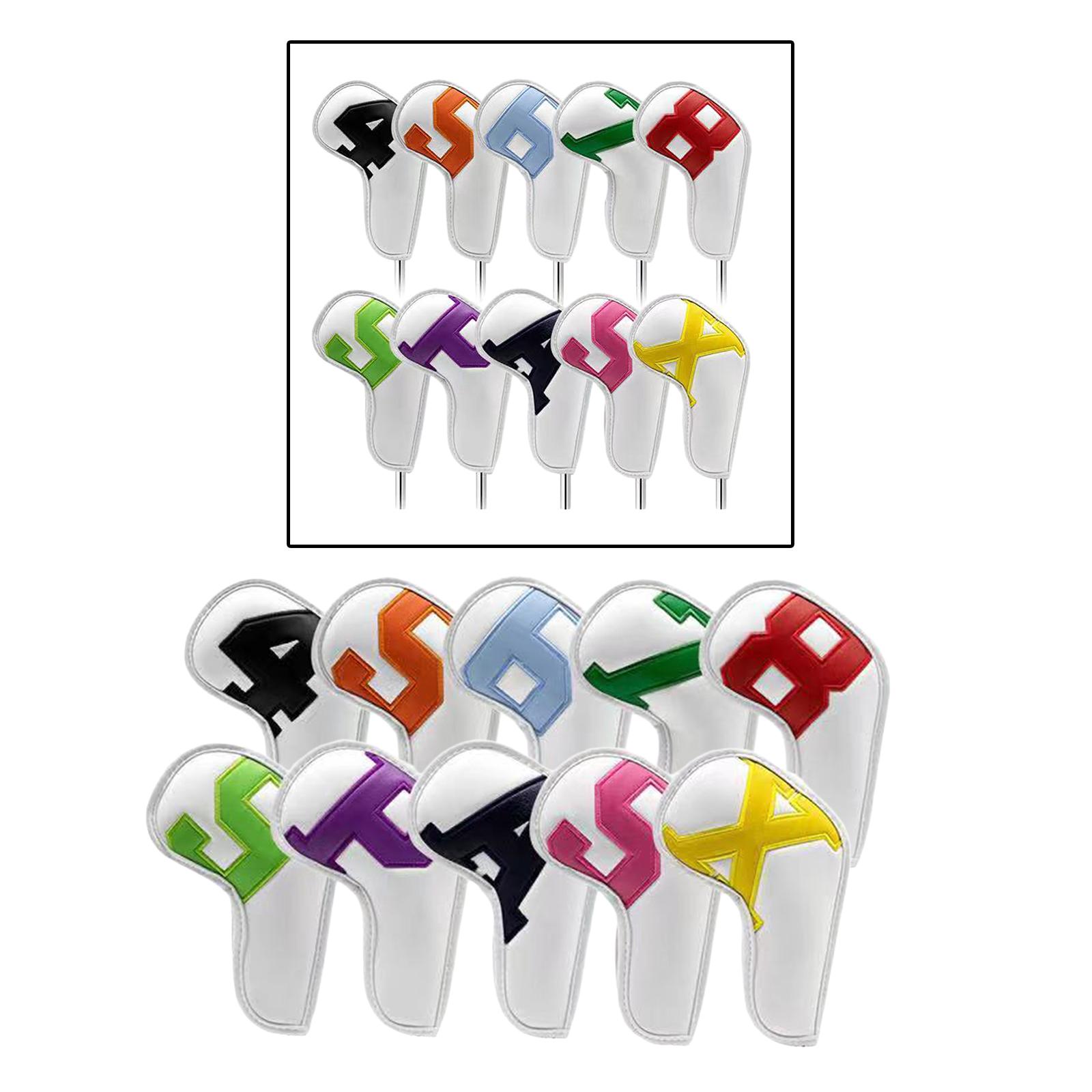 Golf Club Iron Head Covers, 10 pcs Golf Headcover Set, Waterproof Thick PU Leather Golf Iron Head Covers Set Fit All Brands Irons, Scratch Resistant