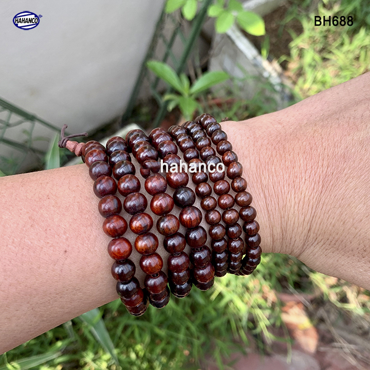 Chuỗi vòng đeo tay 108 hạt 6mm gỗ trắc tự nhiên thiết kế giản dị - đơn giản - Bracelet of HAHANCO