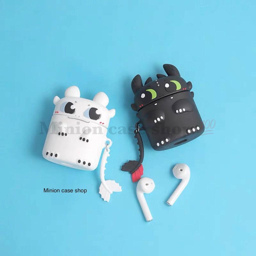 Hình ảnh Bao Case Ốp dành cho airpod 1 và 2, tai nghe bluetooth i11,i12, i100, i9s... silicon 3D rồng sún răng cao cấp
