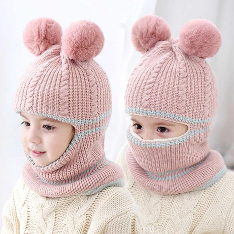 Trẻ Em Mùa Đông Nón Tai Bé Gái Bé Trai Nhiệt Trẻ Em Mũ Khăn Bộ Bé Bonnet Enfant Dệt Kim Nón Dễ Thương Cho Bé Gái Bé Trai