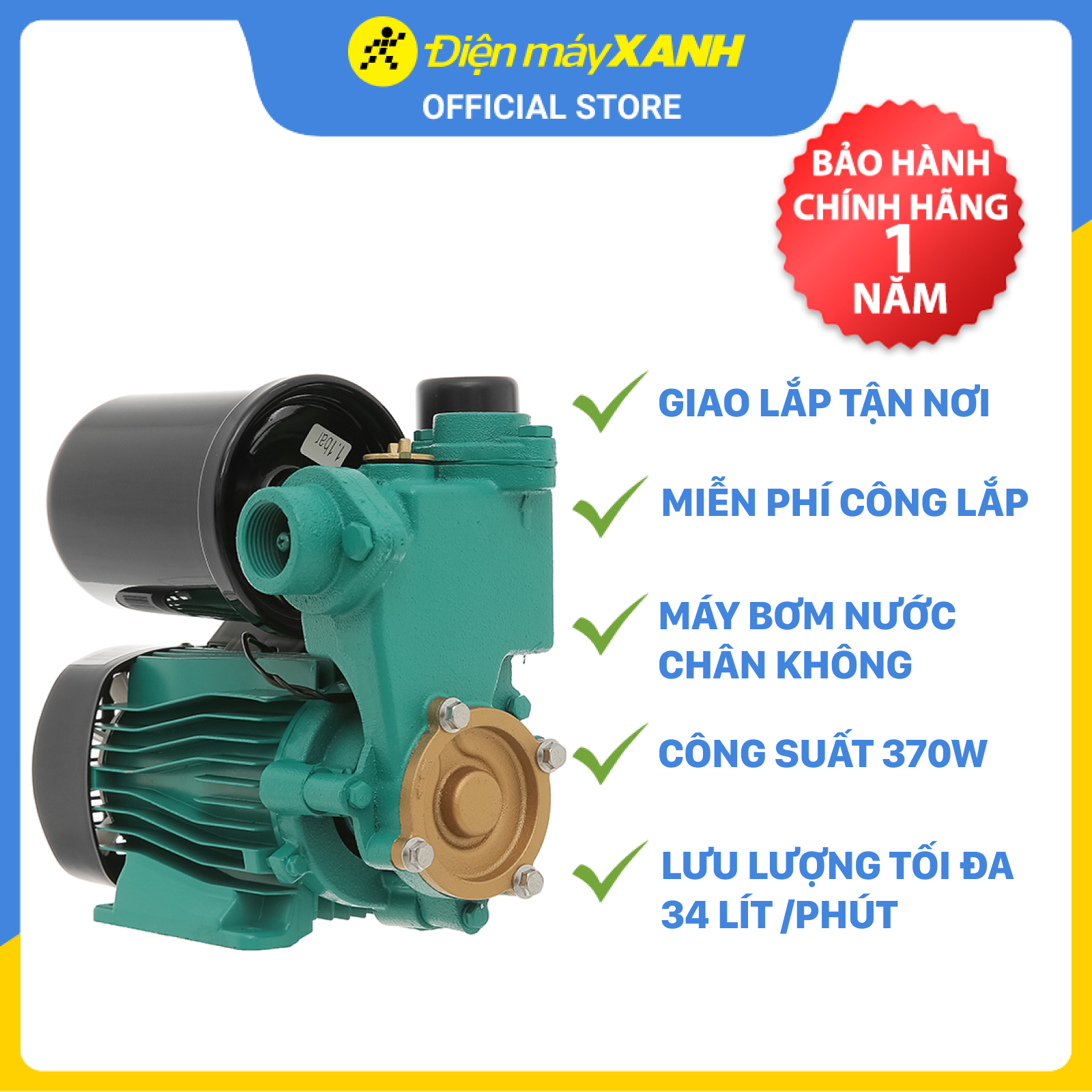 Máy bơm nước chân không Kangaroo KG380A 370W - Hàng Chính Hãng