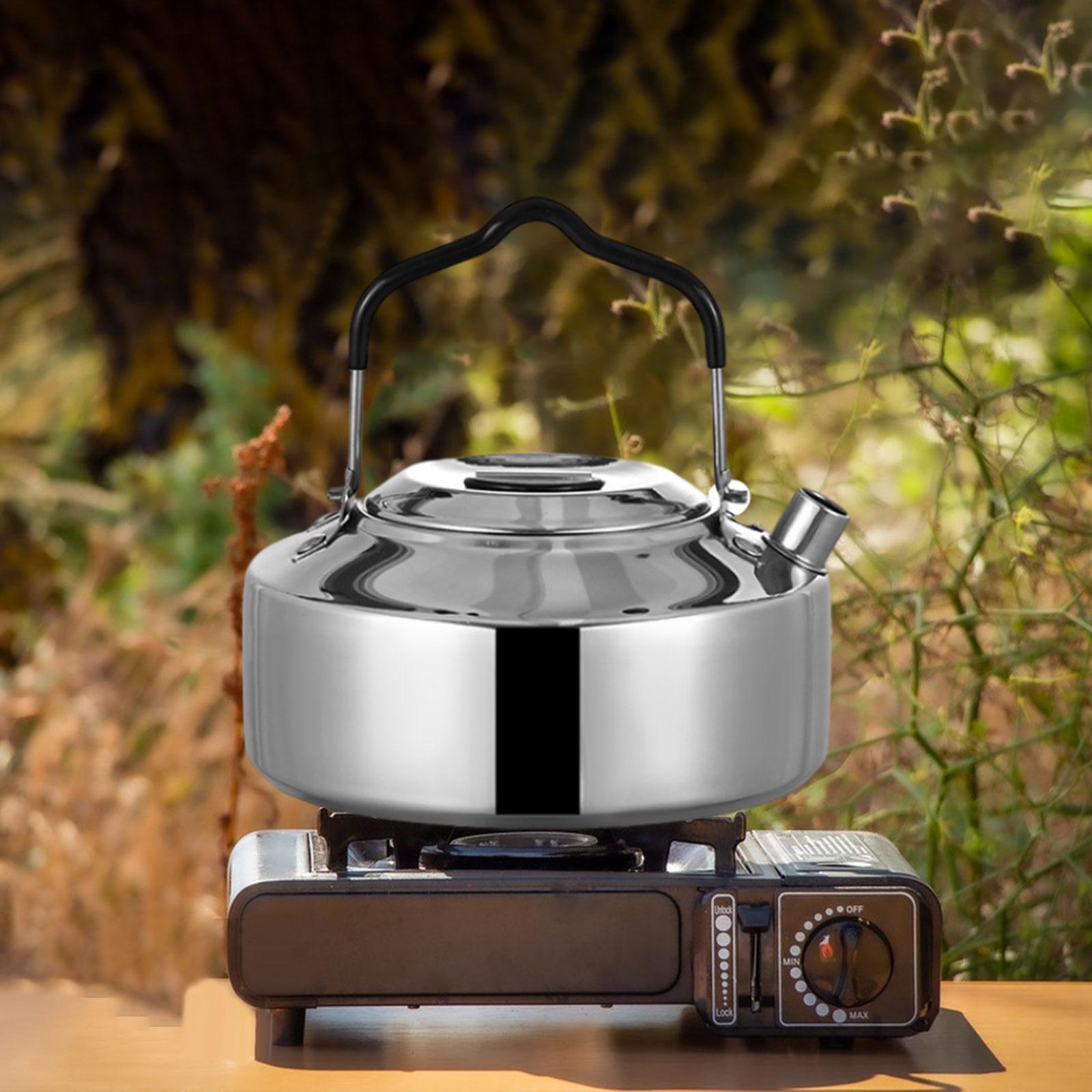 1L Camping Kettle Water Boiler Coffee Pot Easy to Clean Stainless Steel Tea Kettle Tea Pot for Cooking Mountaineering Picnic Hiking Barbecue